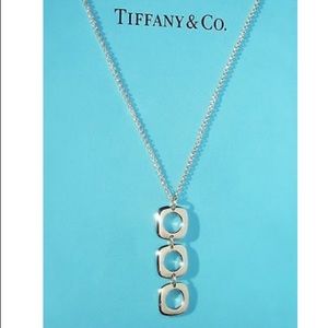 Tiffany & Co. Retired sterlingsilver triple square cushion drop pendant necklace
